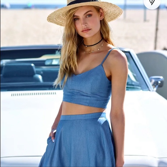 Lulus Dresses & Skirts - Lulu's Accompany Me Blue Chambray Two-Piece Dress Small